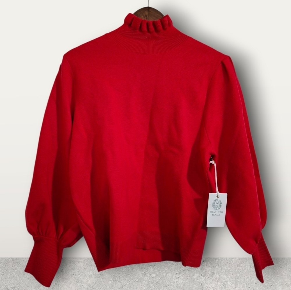 Hyacinth House Red Ruffle Collar Raley Sweater Red - Picture 4 of 6